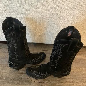 Laredo - Women’s Vintage Black Suede Leather Cowboy Boots -Size 8 Narrow